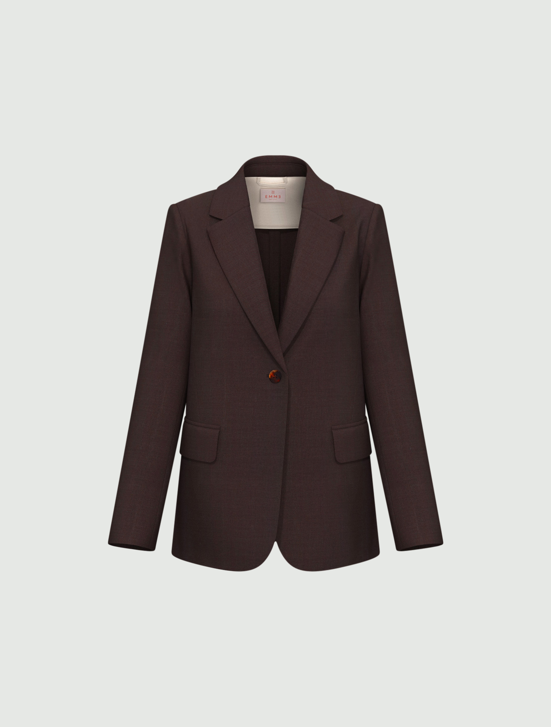 Linen-blend twill jacket - DARK BROWN - Emme - 4
