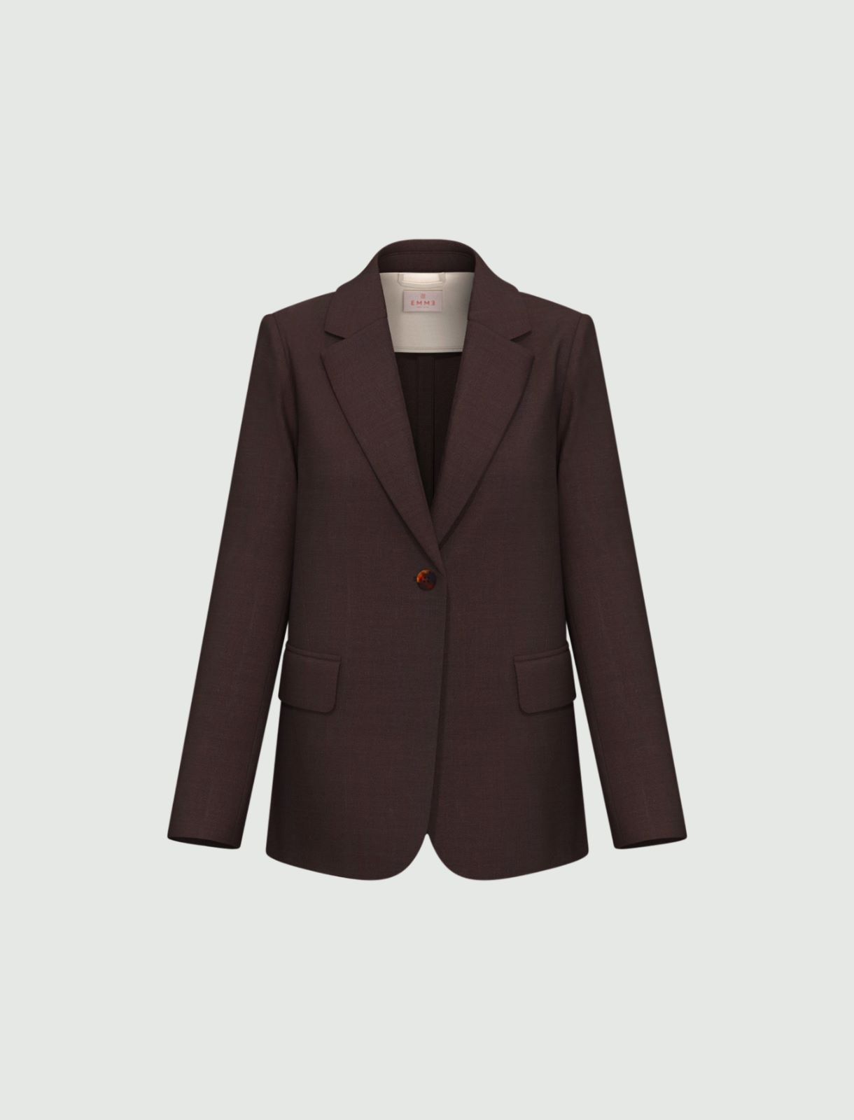 Linen-blend twill jacket - DARK BROWN - Emme - 4
