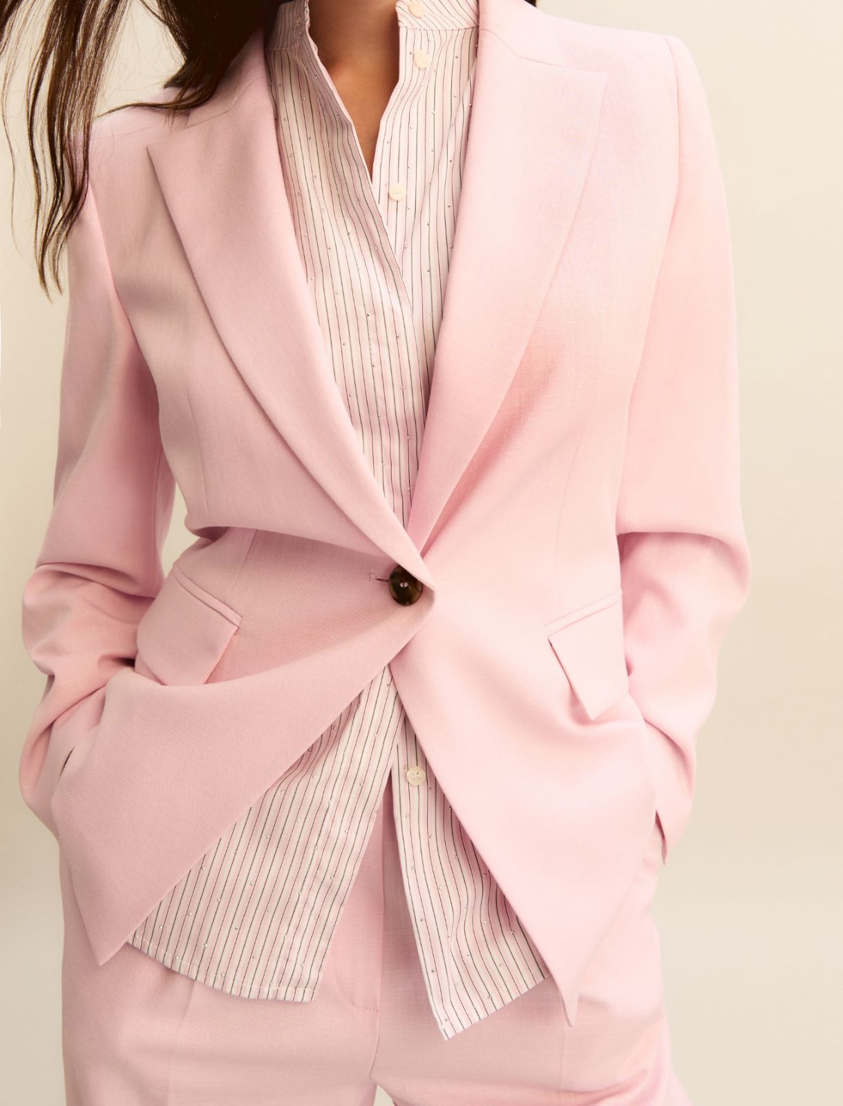 Lamé-adorned viscose jacket - PINK - Emme - 5