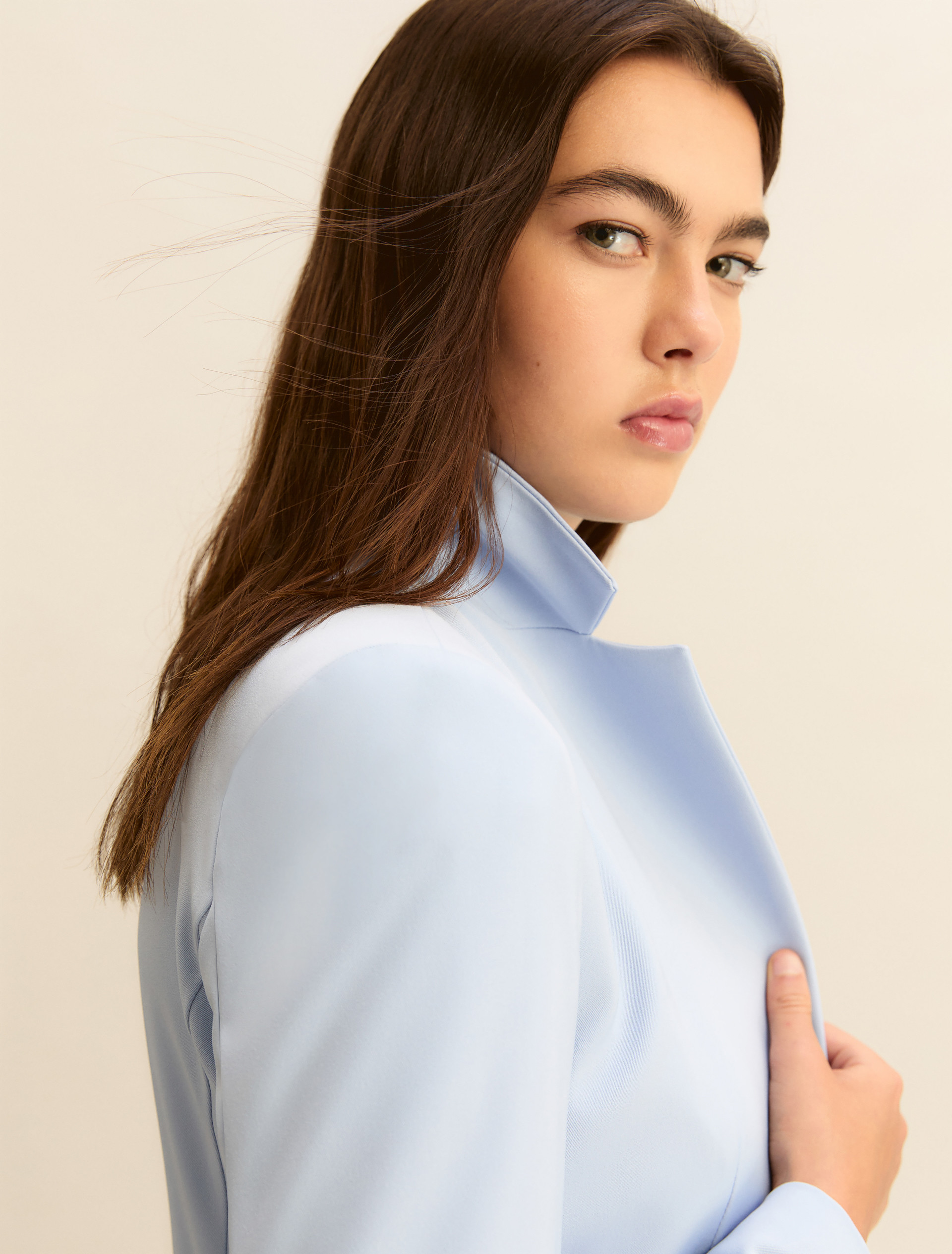 Single-breasted stretch twill jacket - LIGHT BLUE - Emme - 5