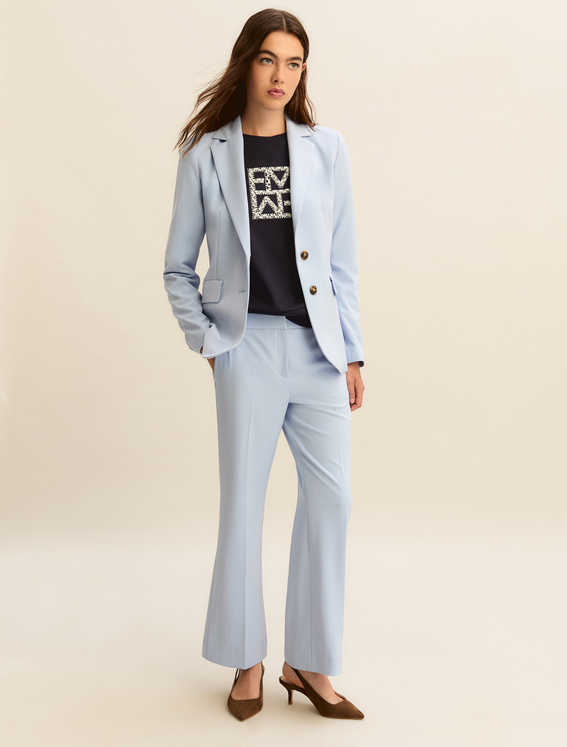 Single-breasted stretch twill jacket - LIGHT BLUE - Emme - 2