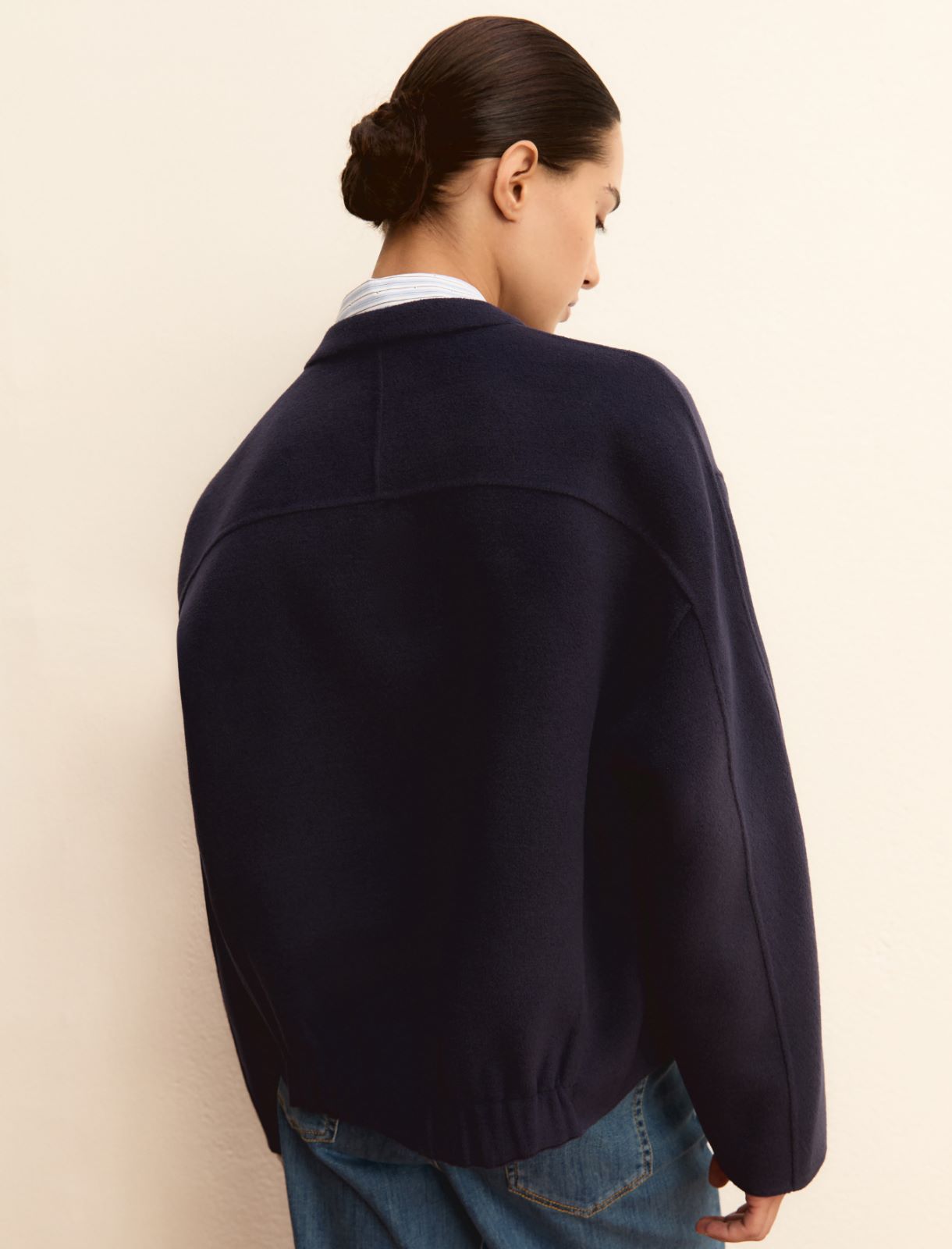 Straight-fit double cloth jacket - NAVY - Emme - 2