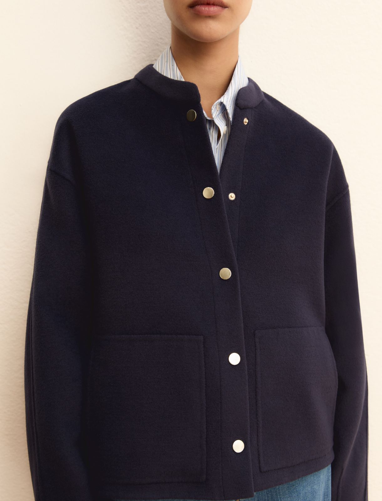 Straight-fit double cloth jacket - NAVY - Emme - 3