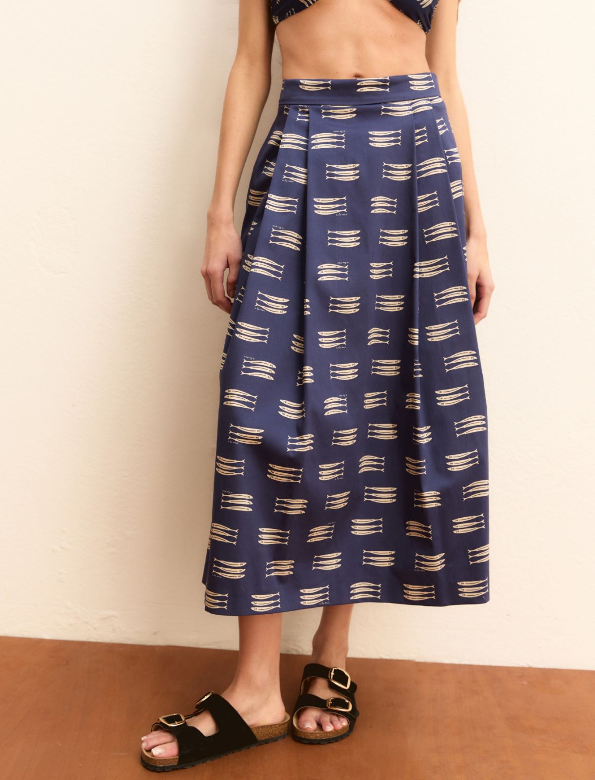 Stretch satin full skirt - NAVY - Emme - 5