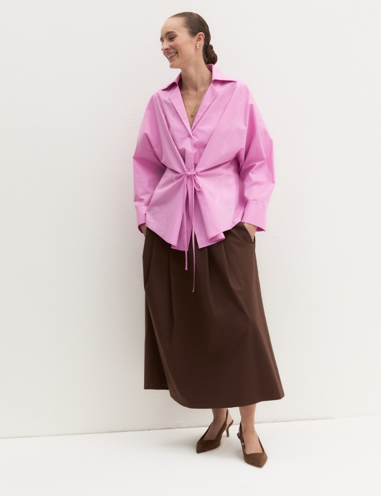 Gonna ampia in popeline stretch - Emme - 4