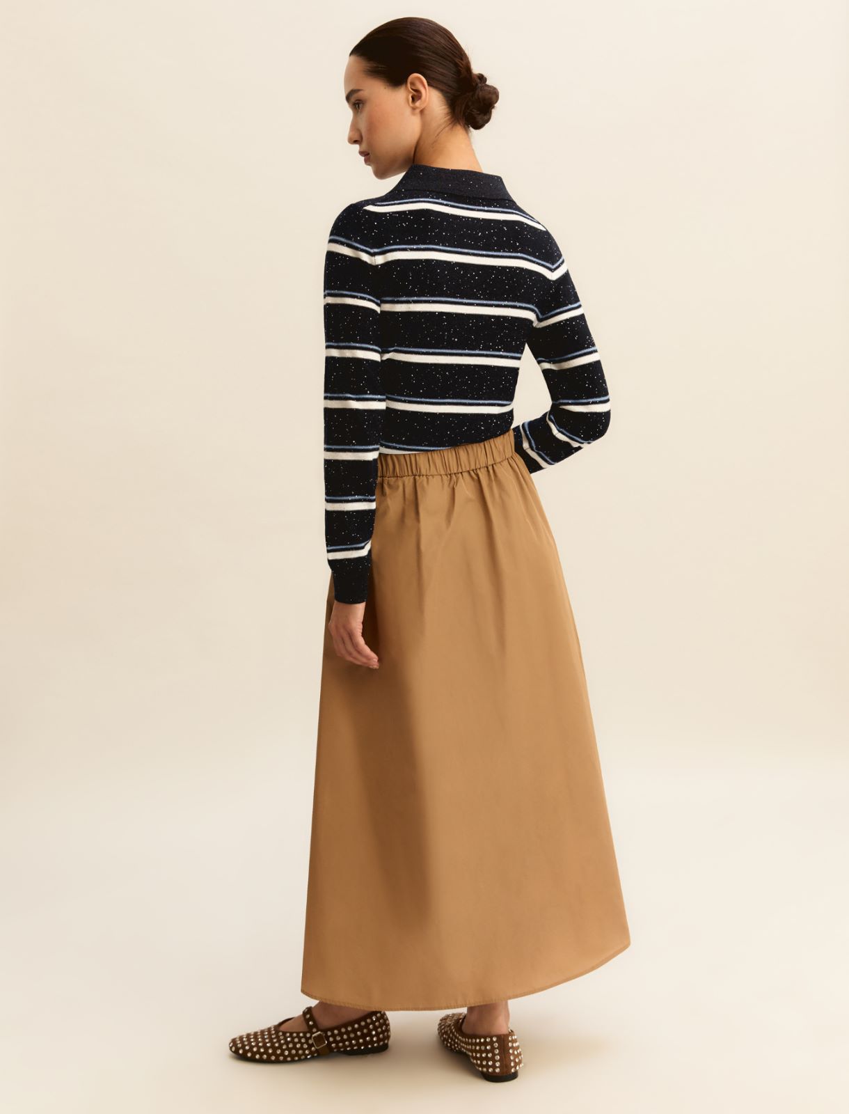 Long taffeta skirt - CAMEL - Emme - 3