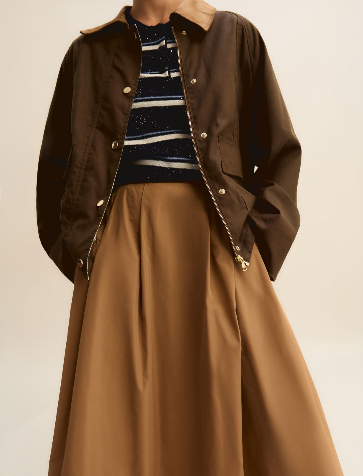 Long taffeta skirt - CAMEL - Emme - 5