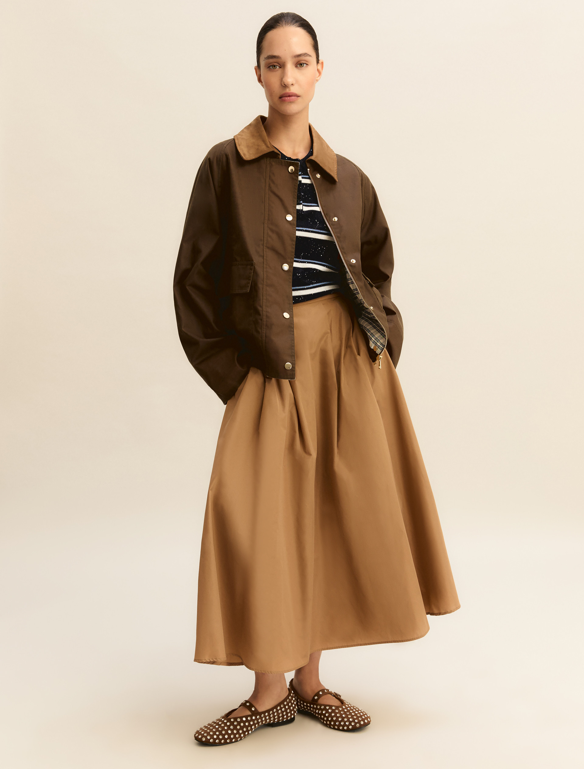Long taffeta skirt - CAMEL - Emme - 2