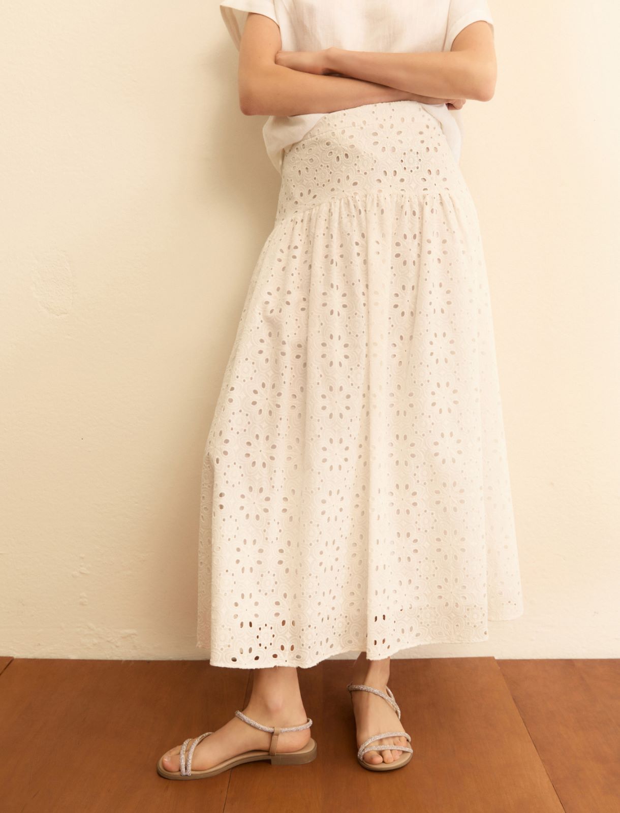 Broderie anglaise skirt - WHITE - Emme - 5