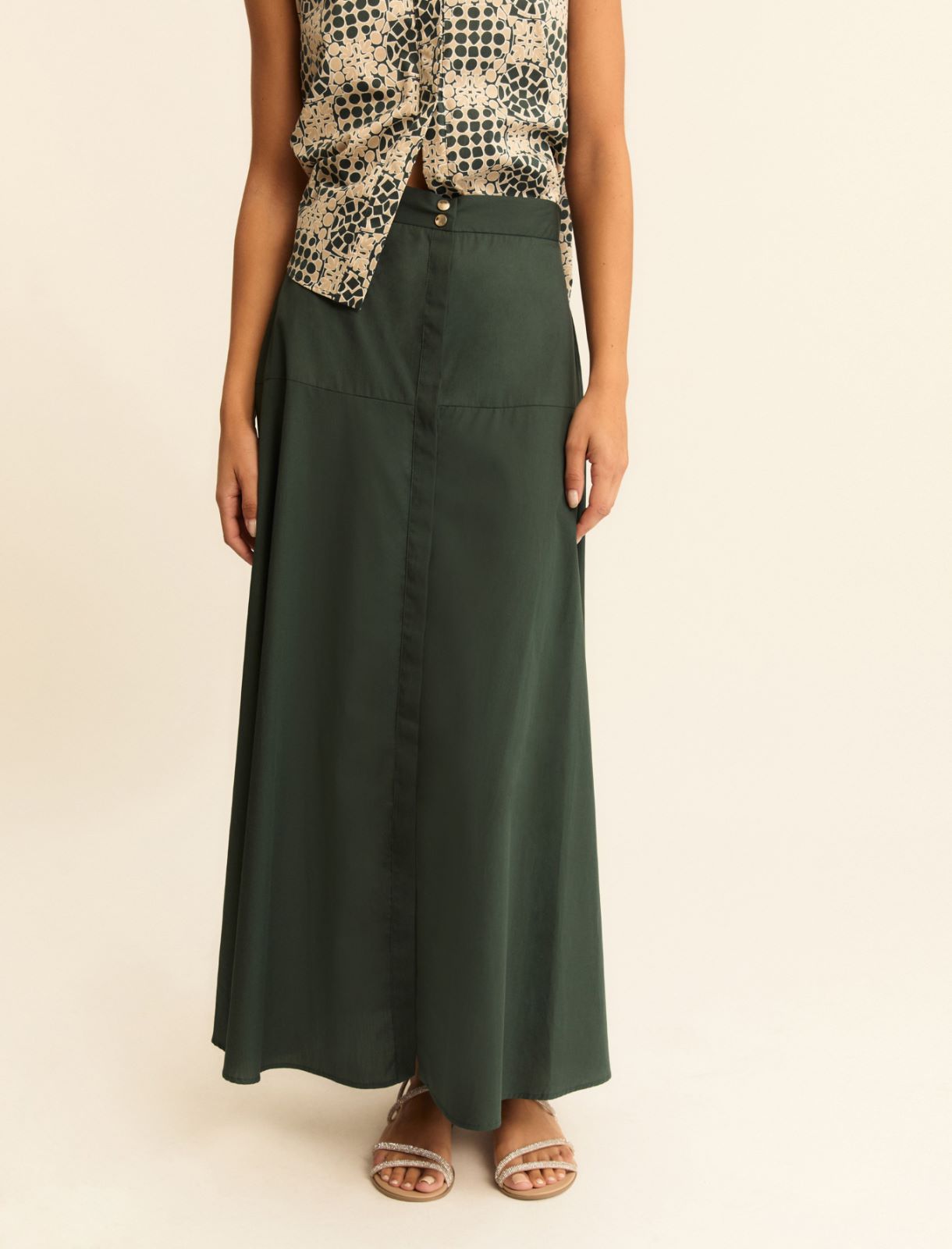 Gonna svasata in popeline - VERDE SCURO - Emme - 5