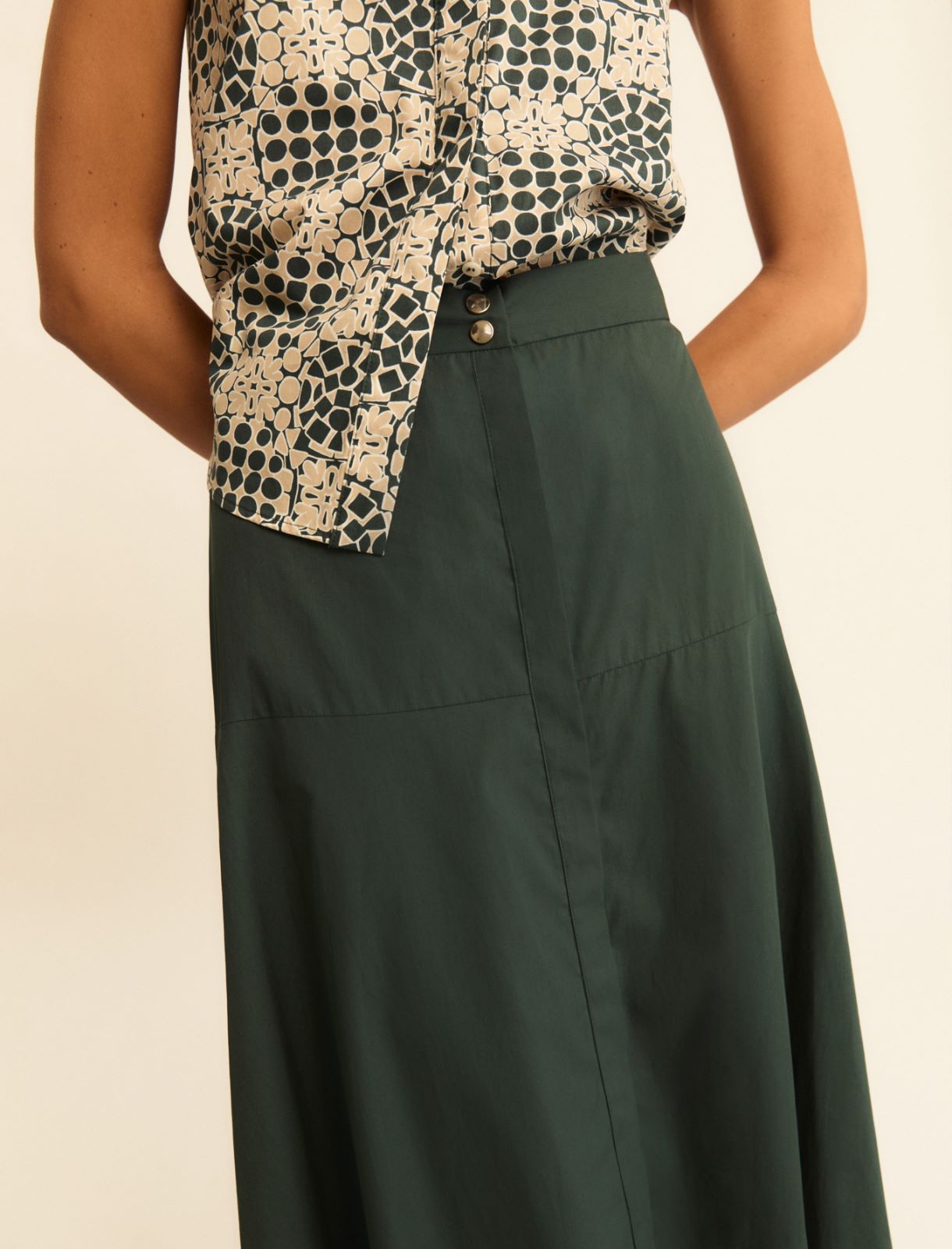 Gonna svasata in popeline - VERDE SCURO - Emme - 6