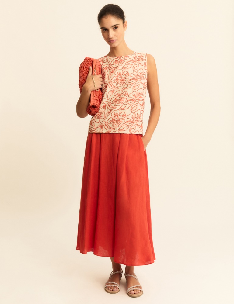 Pleated linen skirt - Emme - 4