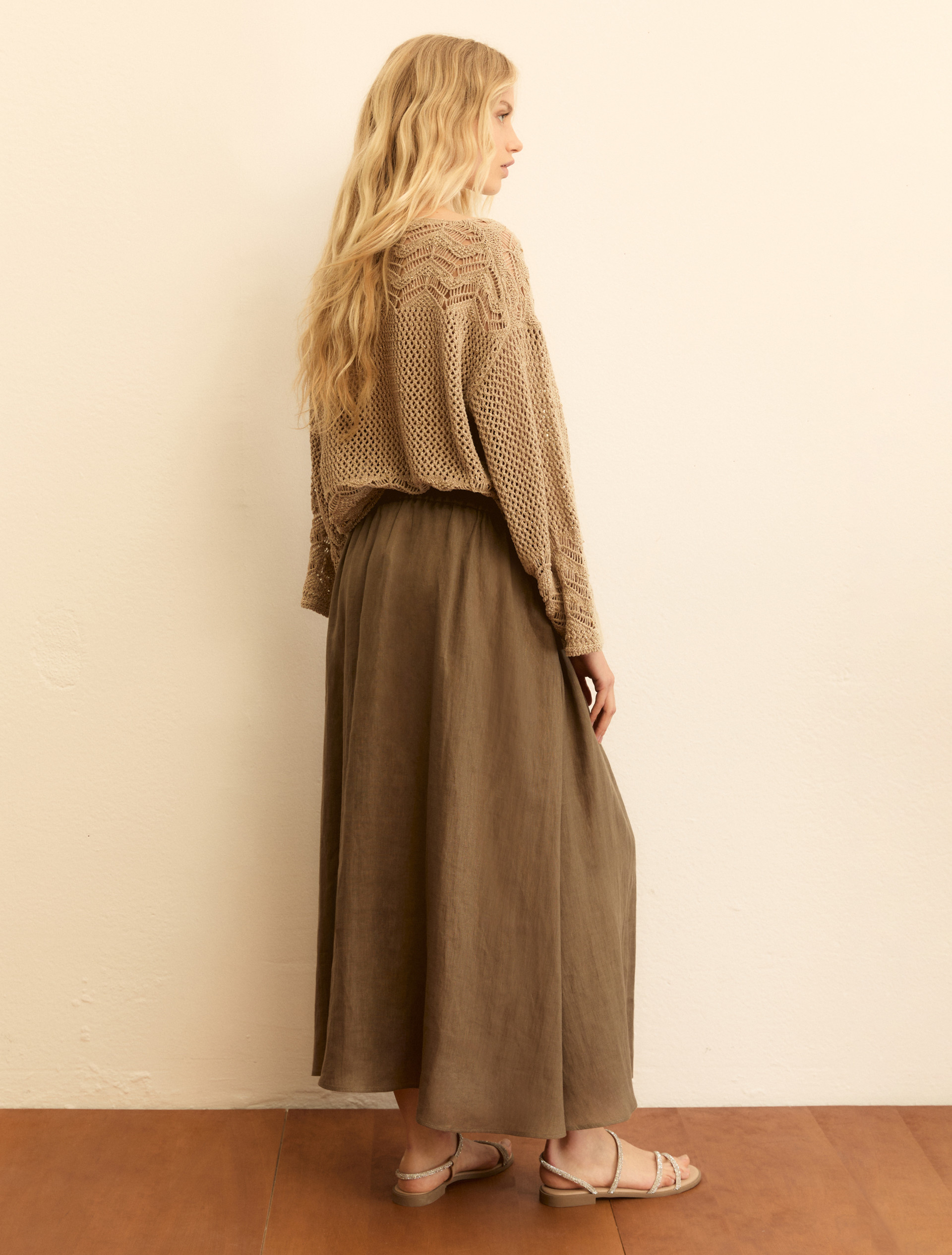 Pleated linen skirt - MIDNIGHTBLUE - Emme - 3