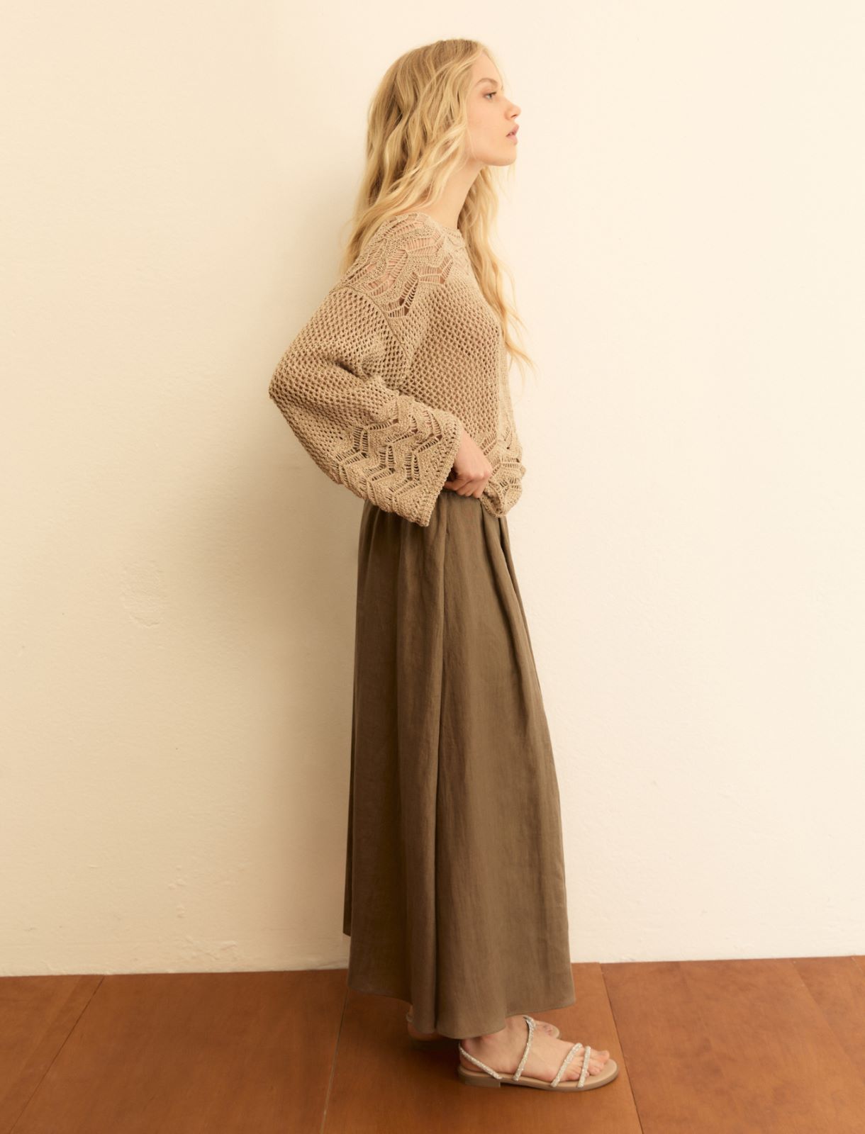 Pleated linen skirt - MIDNIGHTBLUE - Emme