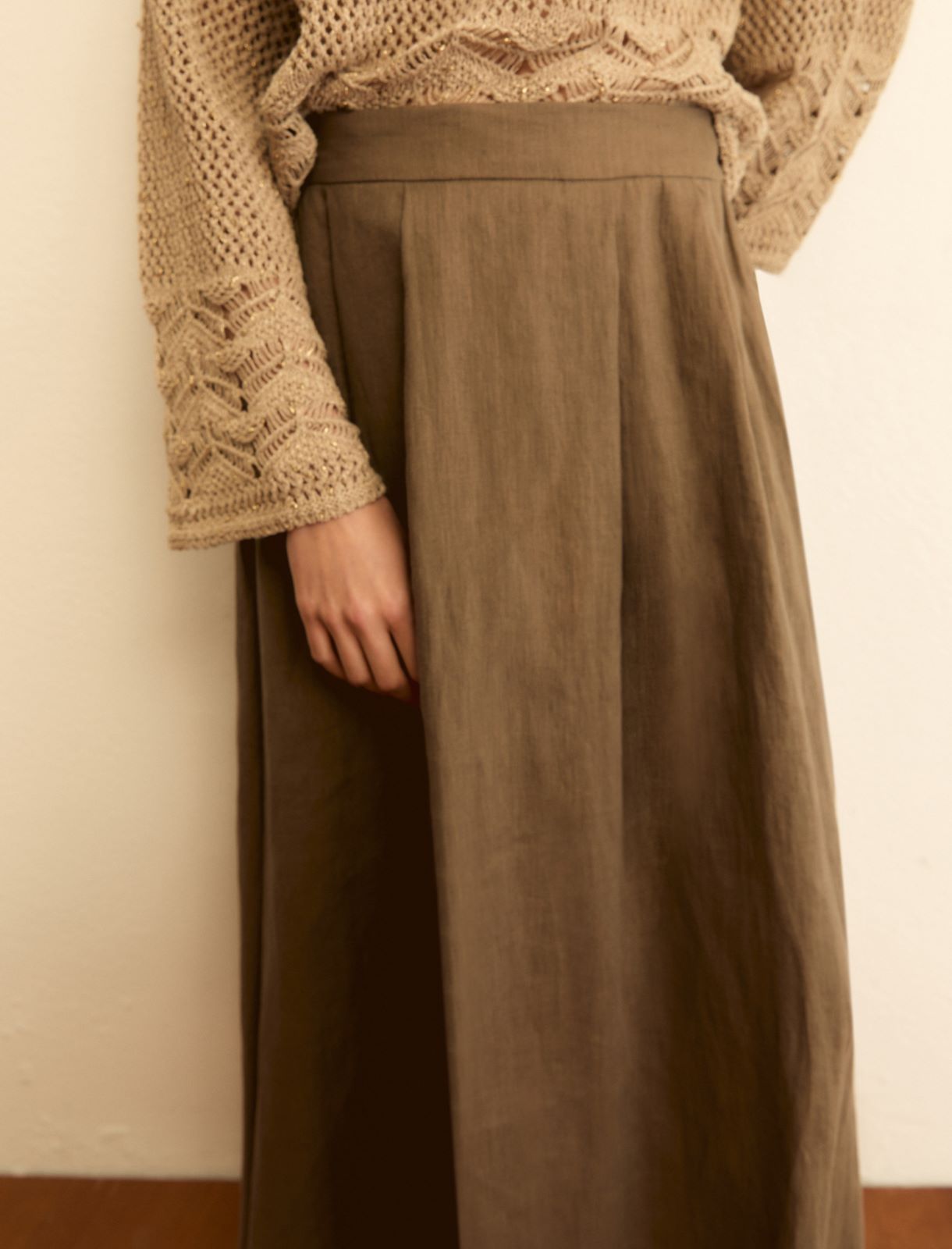 Pleated linen skirt - MIDNIGHTBLUE - Emme - 6