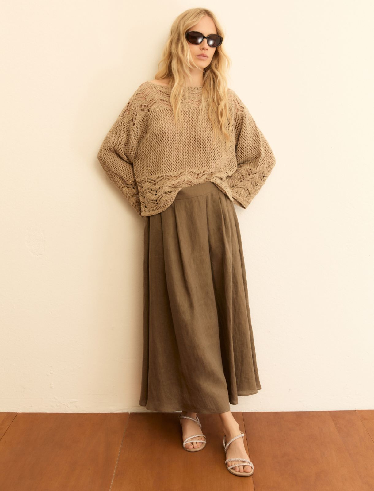 Pleated linen skirt - MIDNIGHTBLUE - Emme - 2