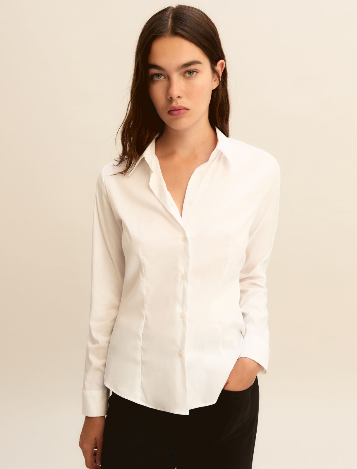 Stretch poplin shirt - WHITE - Emme - 5