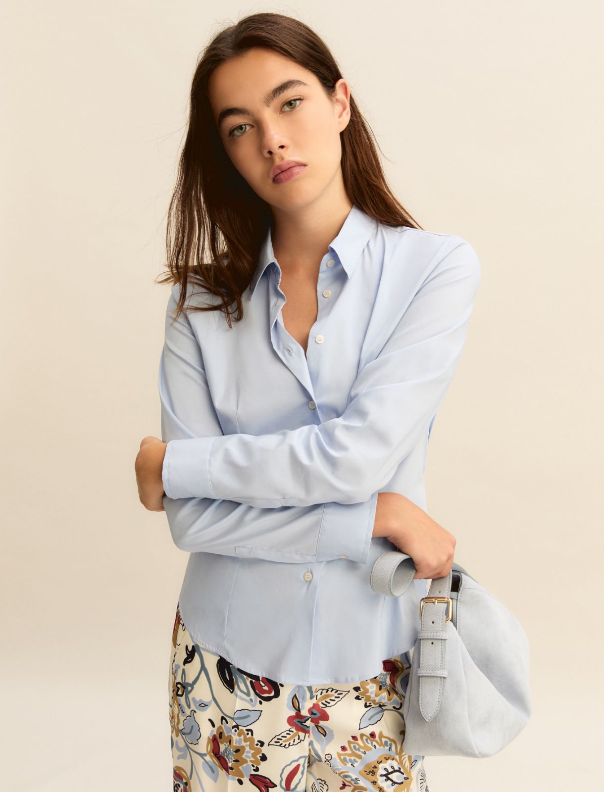 Stretch poplin shirt - LIGHT BLUE - Emme