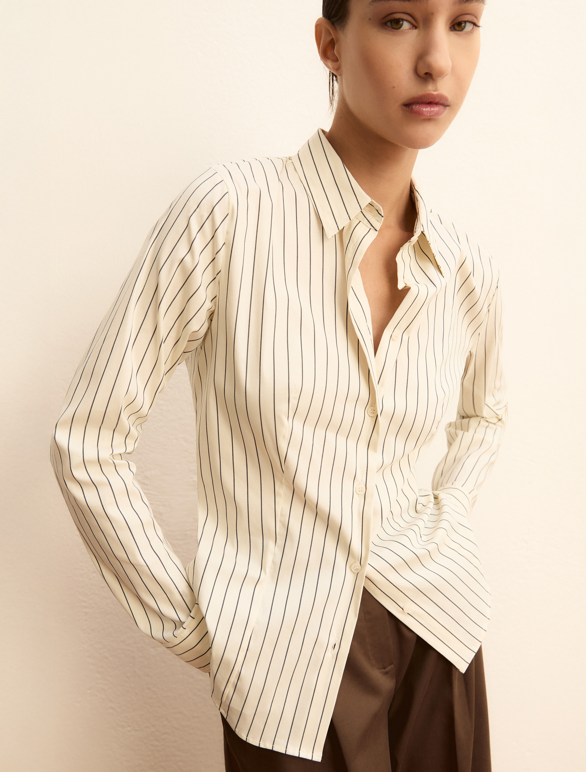 Stretch poplin shirt - NAVY - Emme - 1