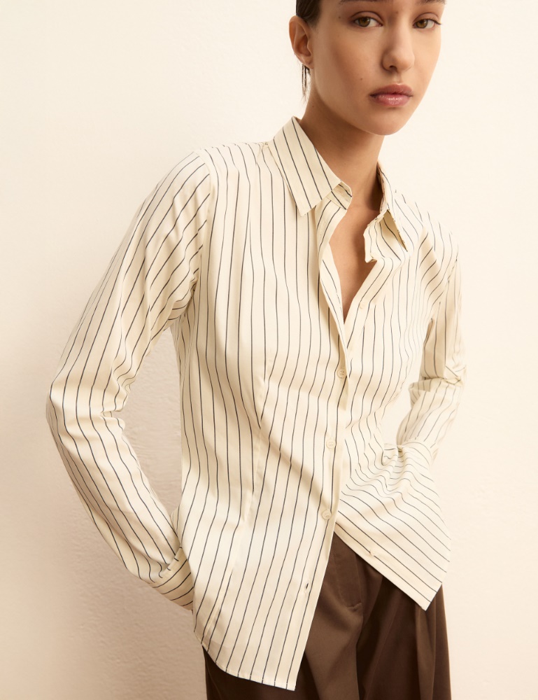 Stretch poplin shirt - NAVY