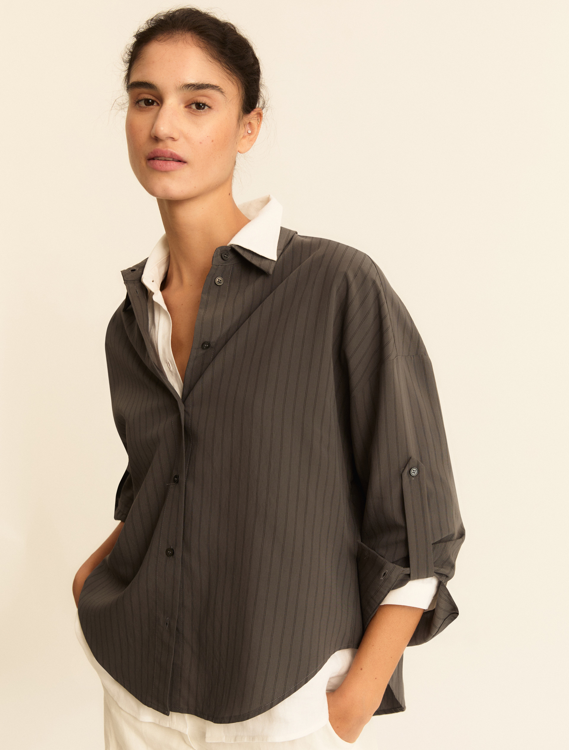 Viscose-blend shirt - GREYISH GREEN - Emme - 1