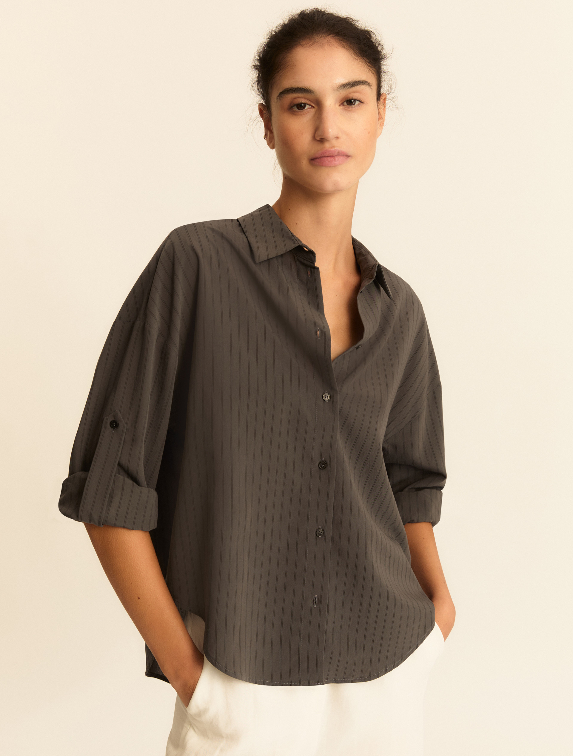 Viscose-blend shirt - GREYISH GREEN - Emme - 6