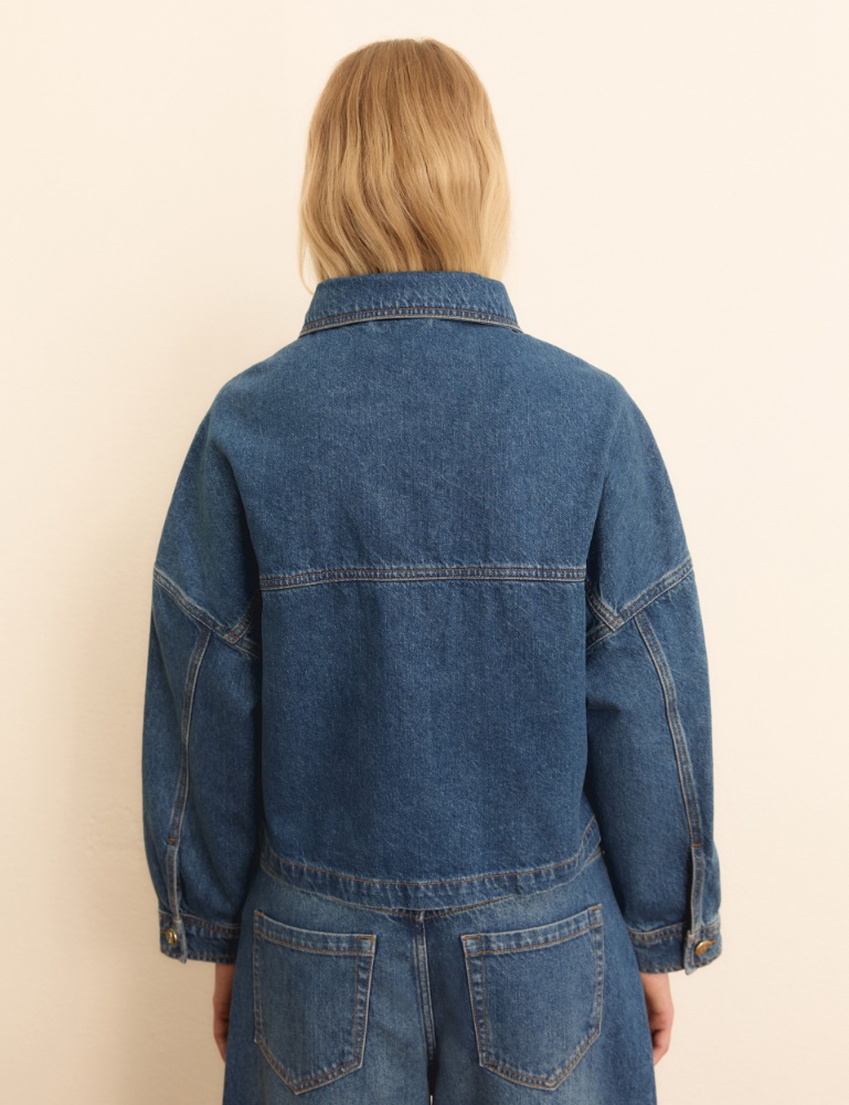 Cropped denim overshirt - Emme - 3