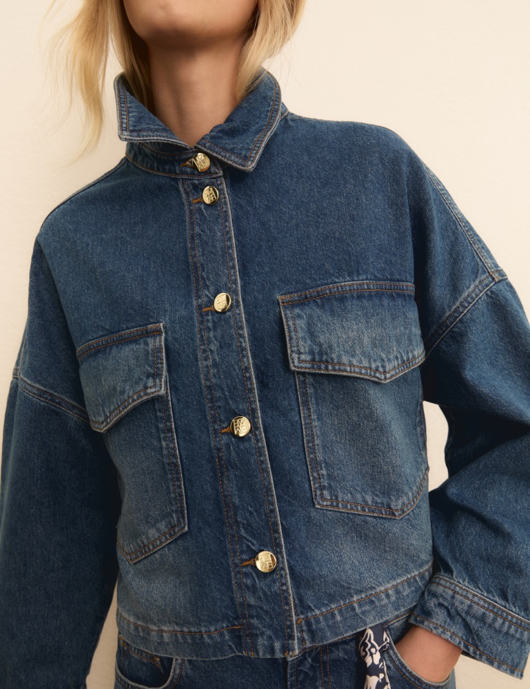 Cropped denim overshirt - Emme - 5