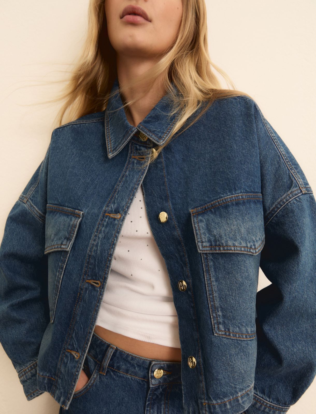 Cropped denim overshirt - BLUE JEANS - Emme - 5