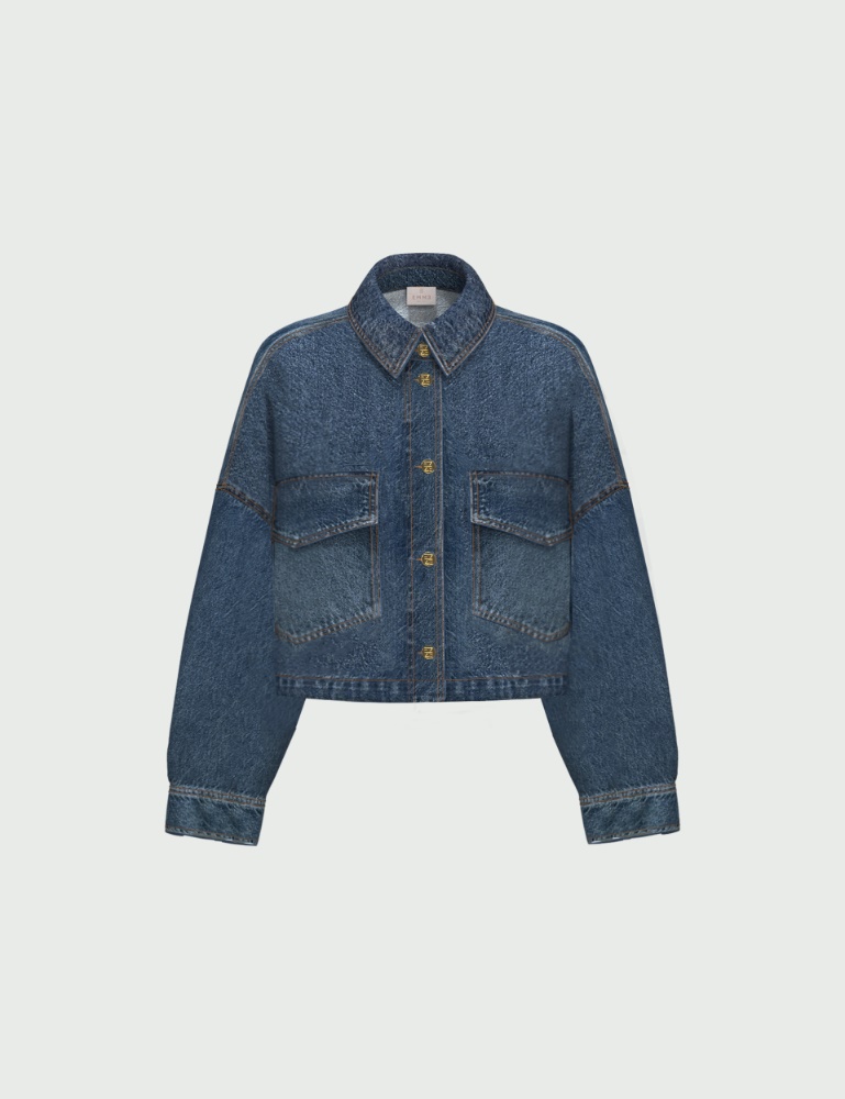 Cropped denim overshirt - Emme - 4