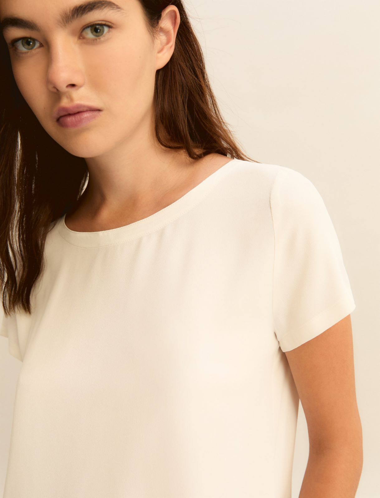 Silk-blend crepe blouse - WOOL WHITE - Emme - 5