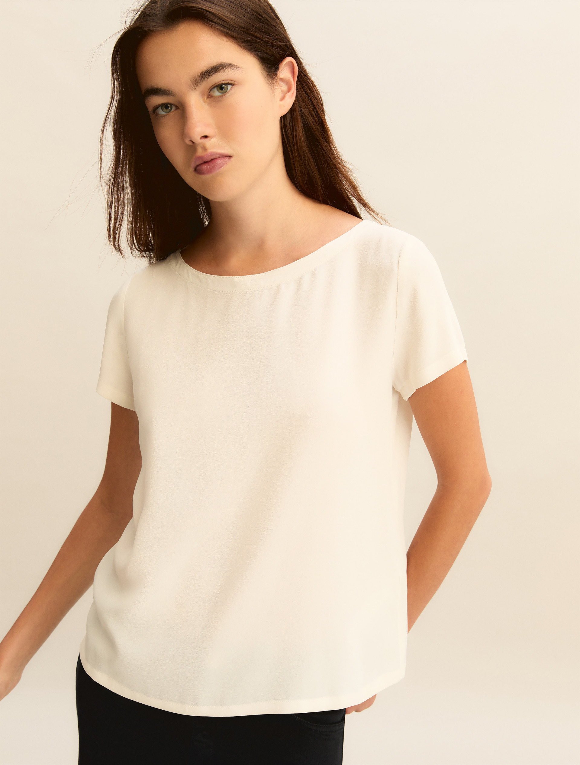 Silk-blend crepe blouse - WOOL WHITE - Emme - 6