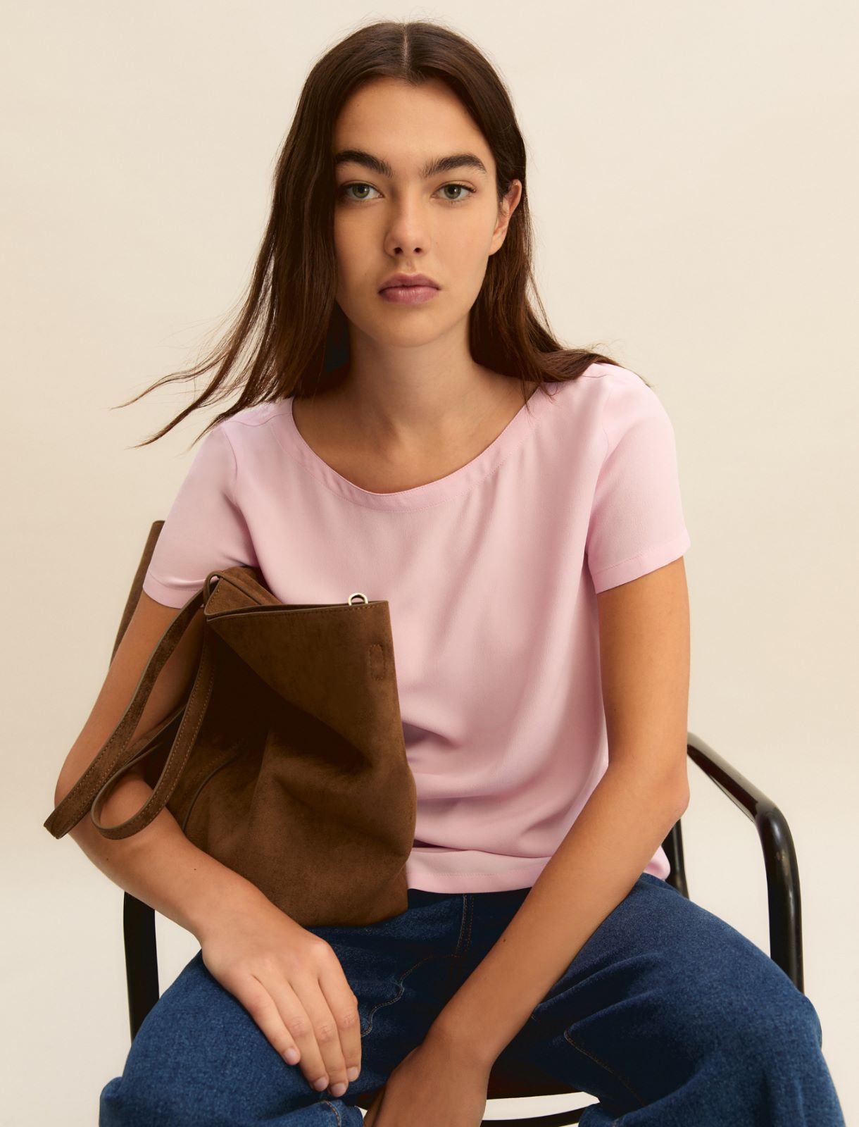 Silk-blend crepe blouse - PINK - Emme