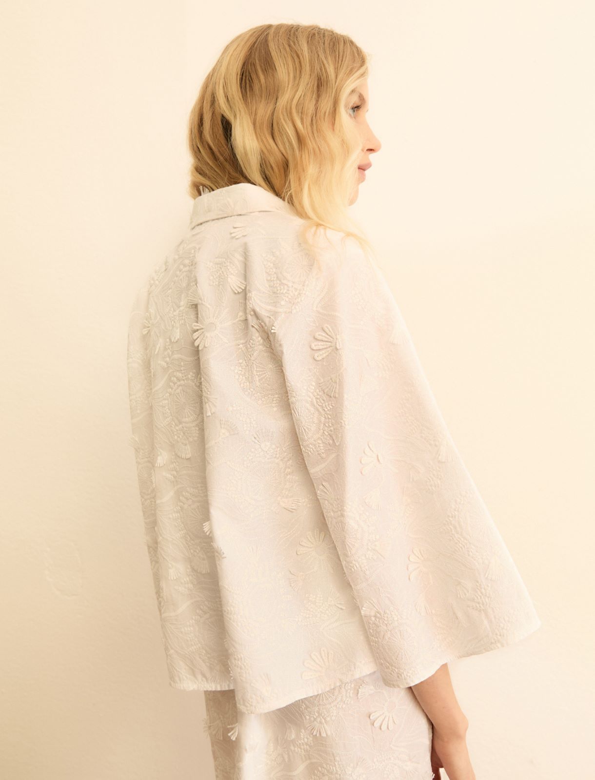 Embroidered poplin shirt - WHITE - Emme - 3
