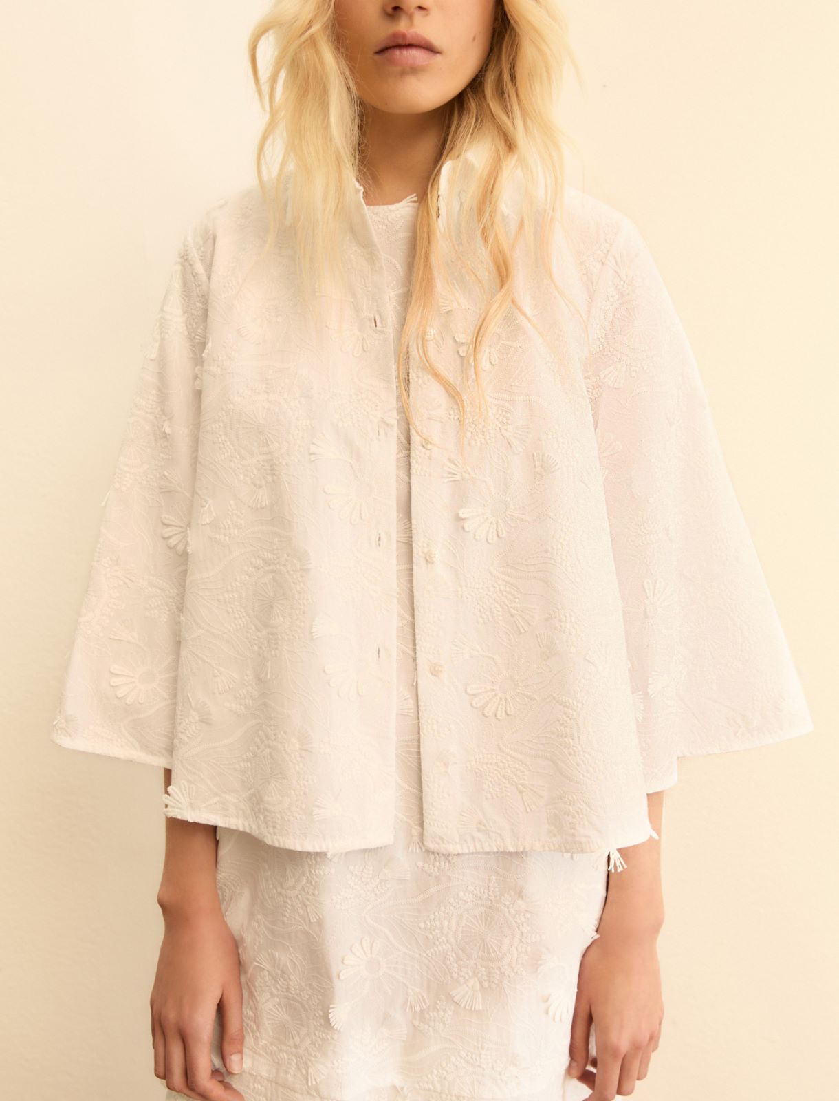 Embroidered poplin shirt - WHITE - Emme - 4