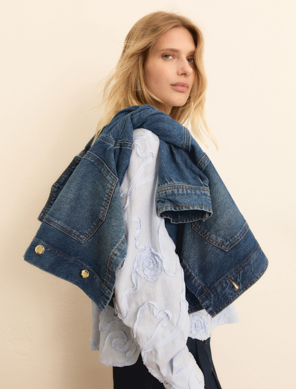 Embroidered boxy shirt - LIGHT BLUE - Emme - 4