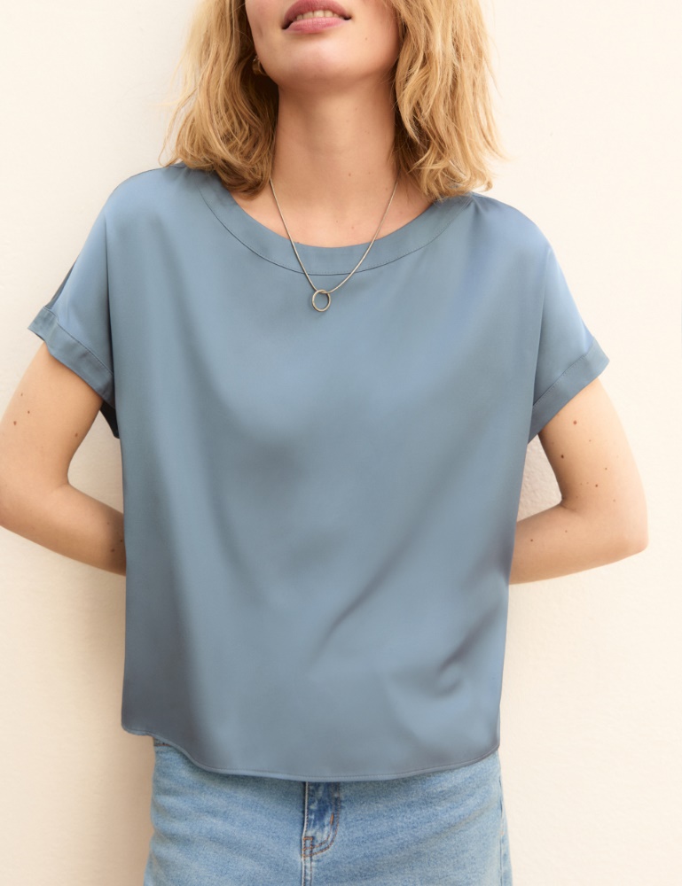 Stretch satin blouse - Emme - 4