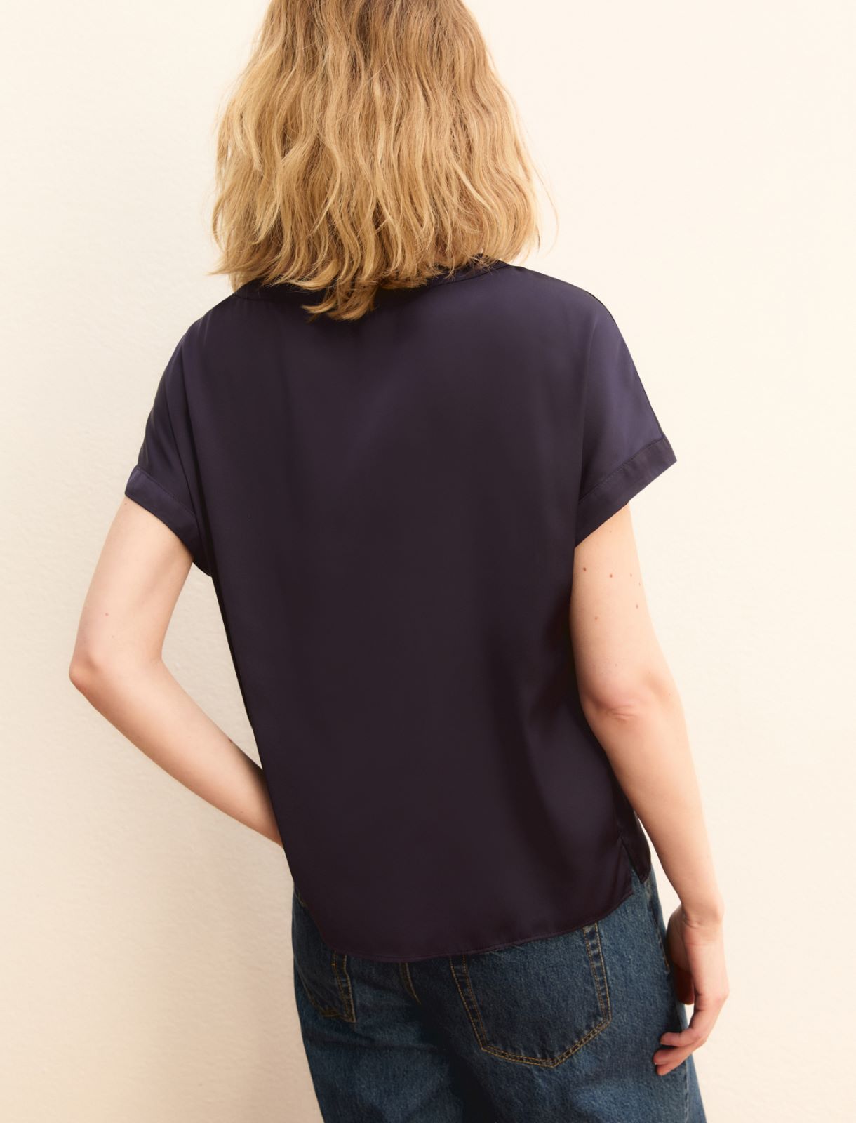 Stretch satin blouse - NAVY - Emme - 3