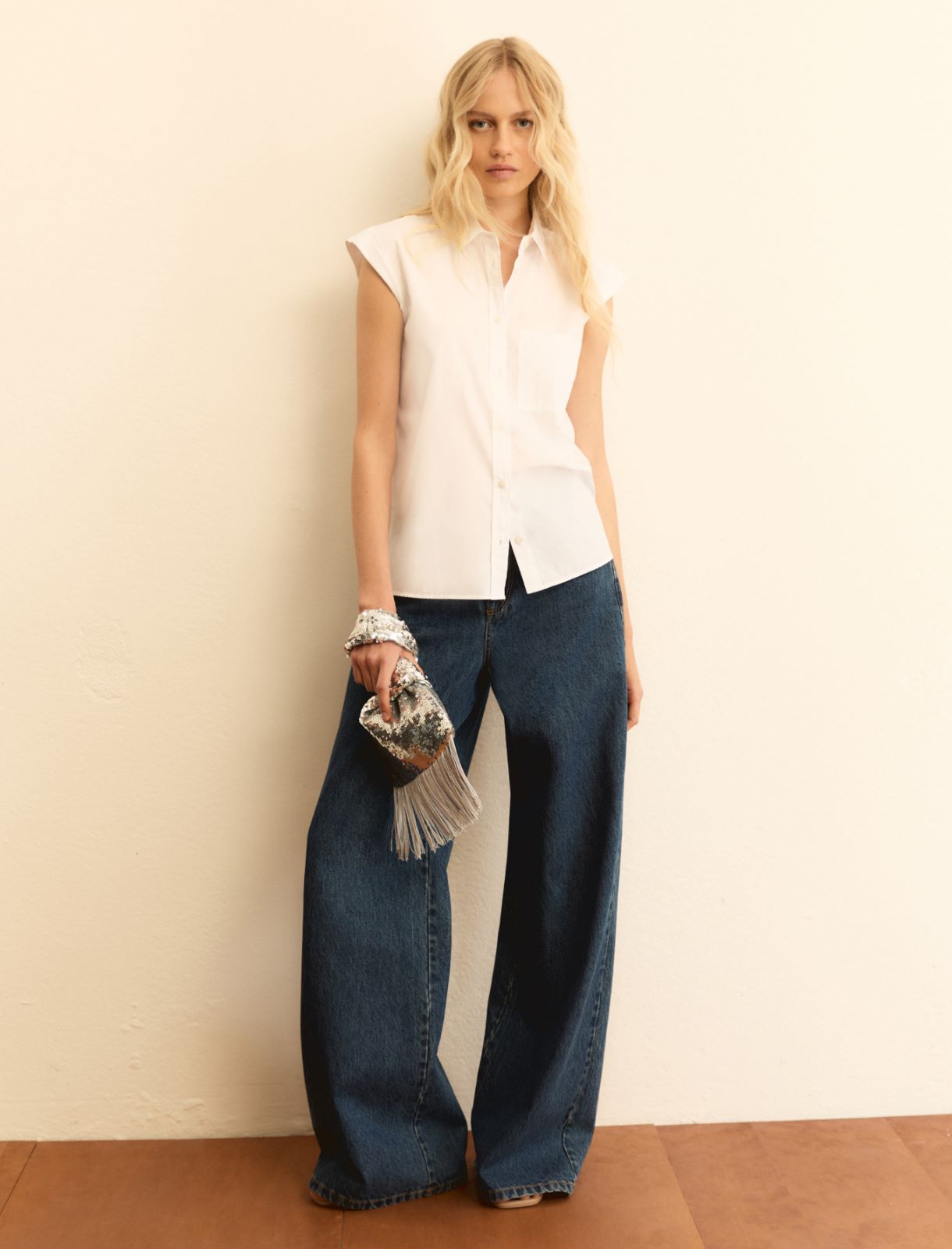 Sleeveless poplin shirt - WHITE - Emme - 4