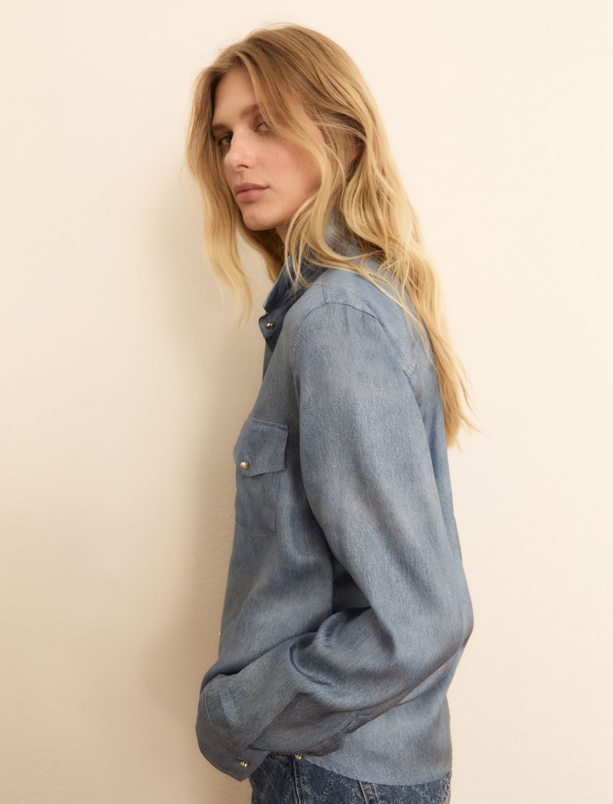 Denim-look twill shirt - INDIGO - Emme - 4