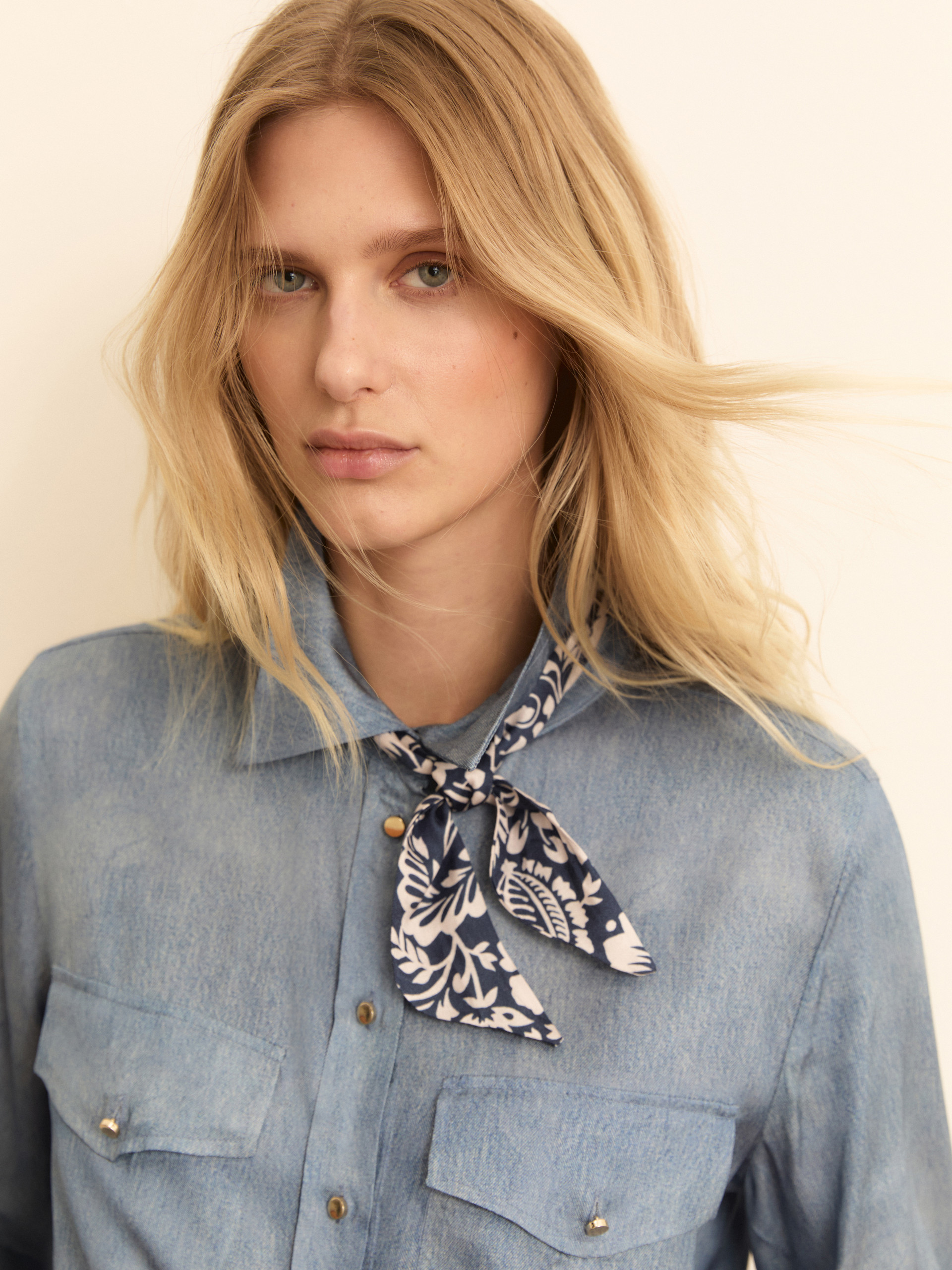 Denim-look twill shirt - INDIGO - Emme - 5