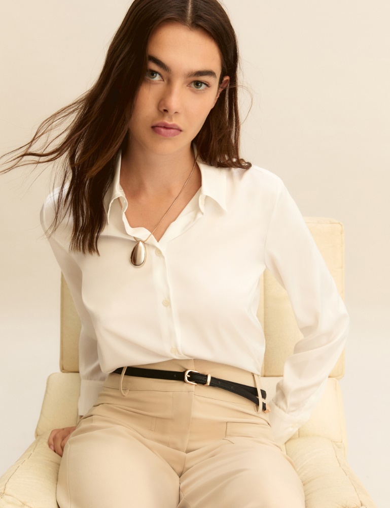 Lightweight satin shirt - WHITE