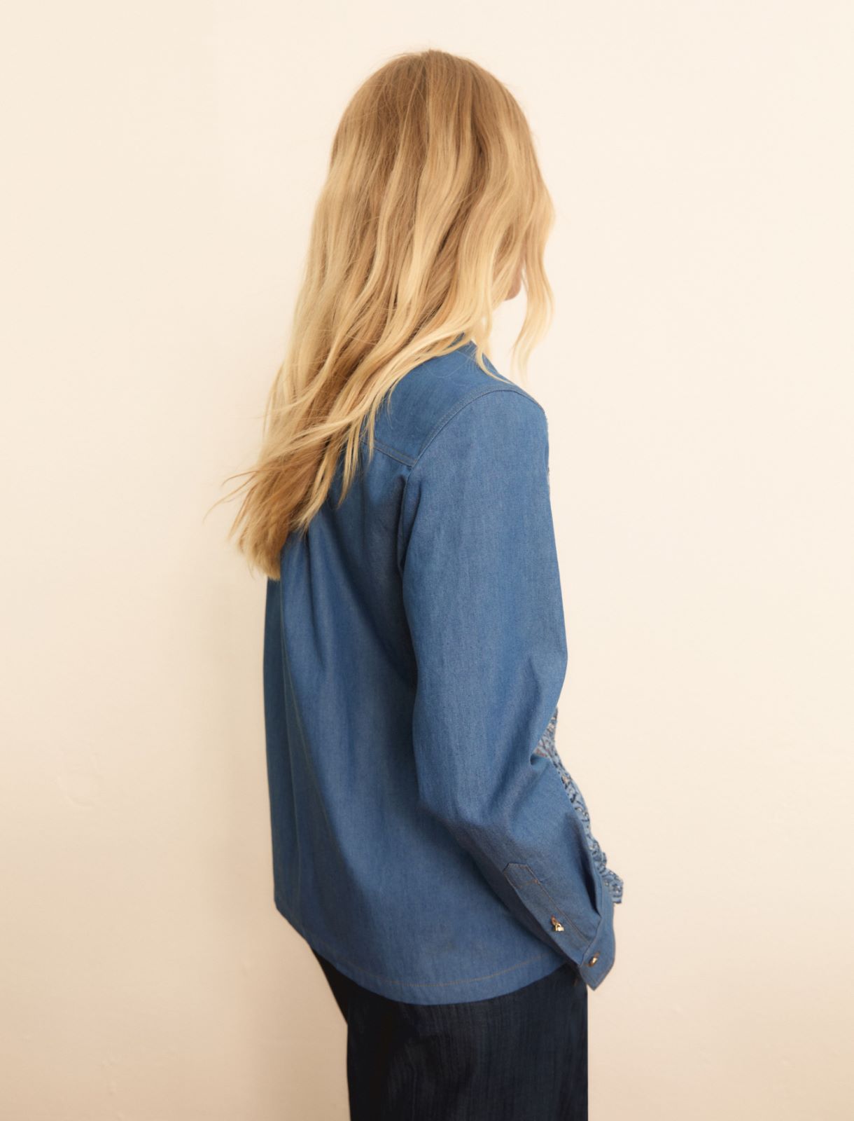 Camicia con davanti in pizzo - BLU - Emme - 3