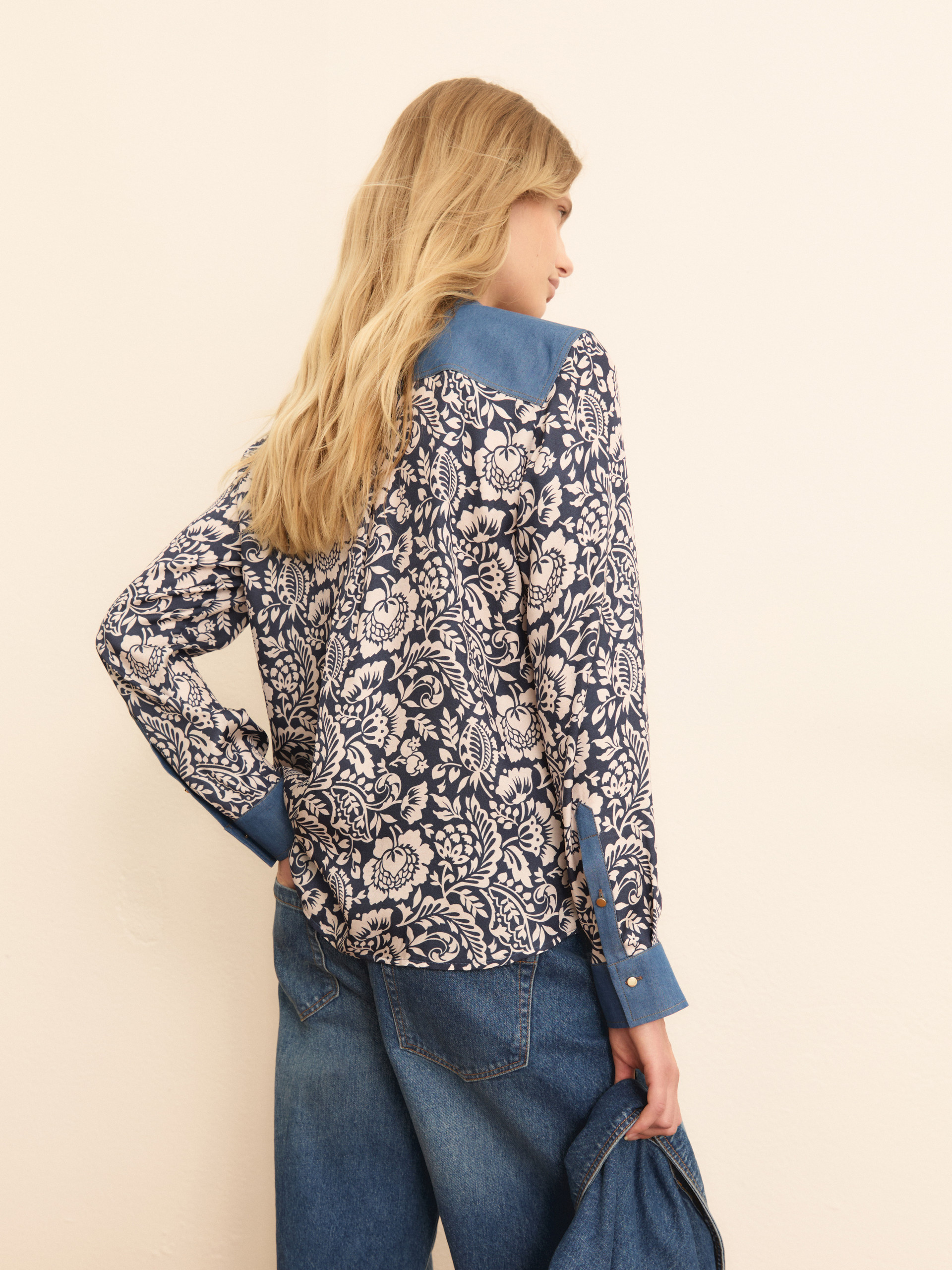 Printed viscose shirt - NAVY - Emme - 2