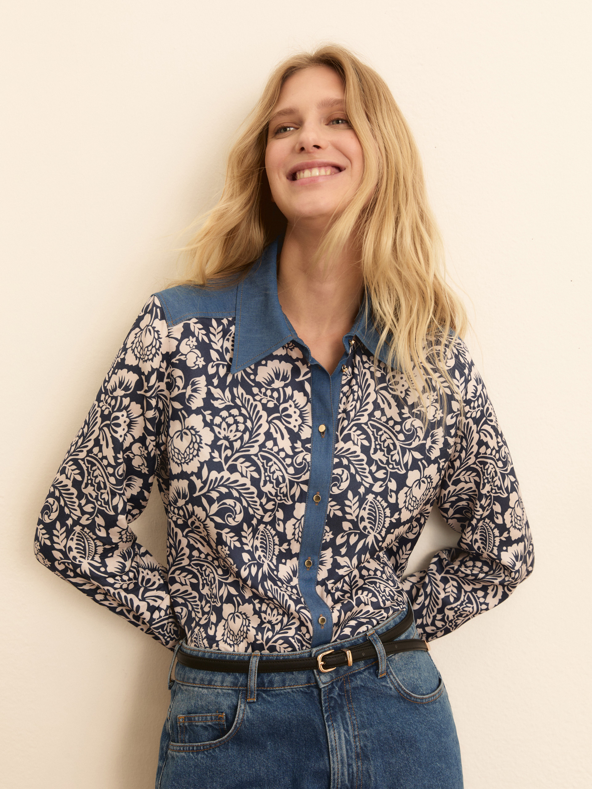 Printed viscose shirt - NAVY - Emme - 3