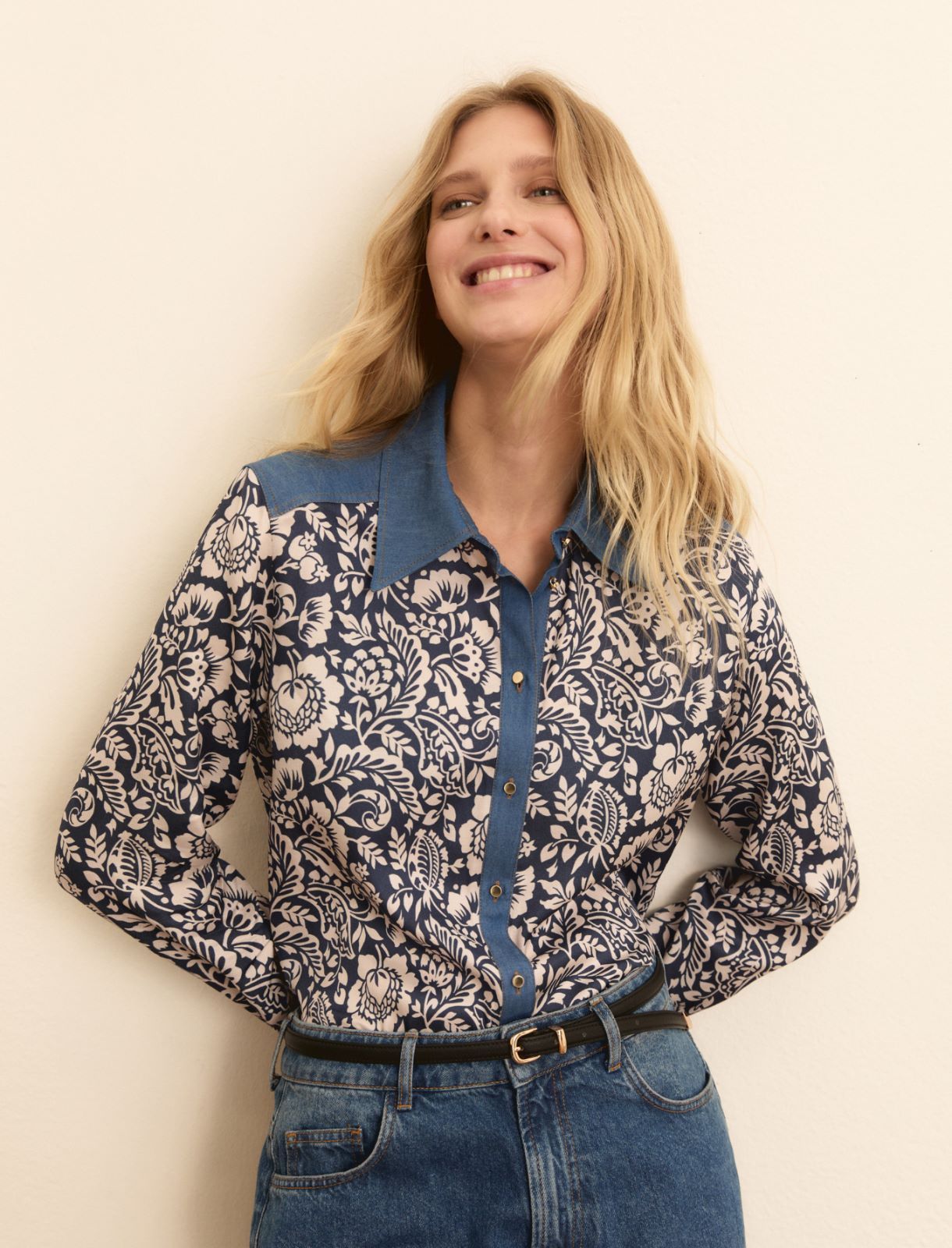 Printed viscose shirt - NAVY - Emme - 3