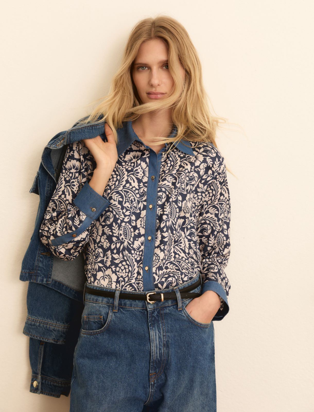 Printed viscose shirt - NAVY - Emme - 5