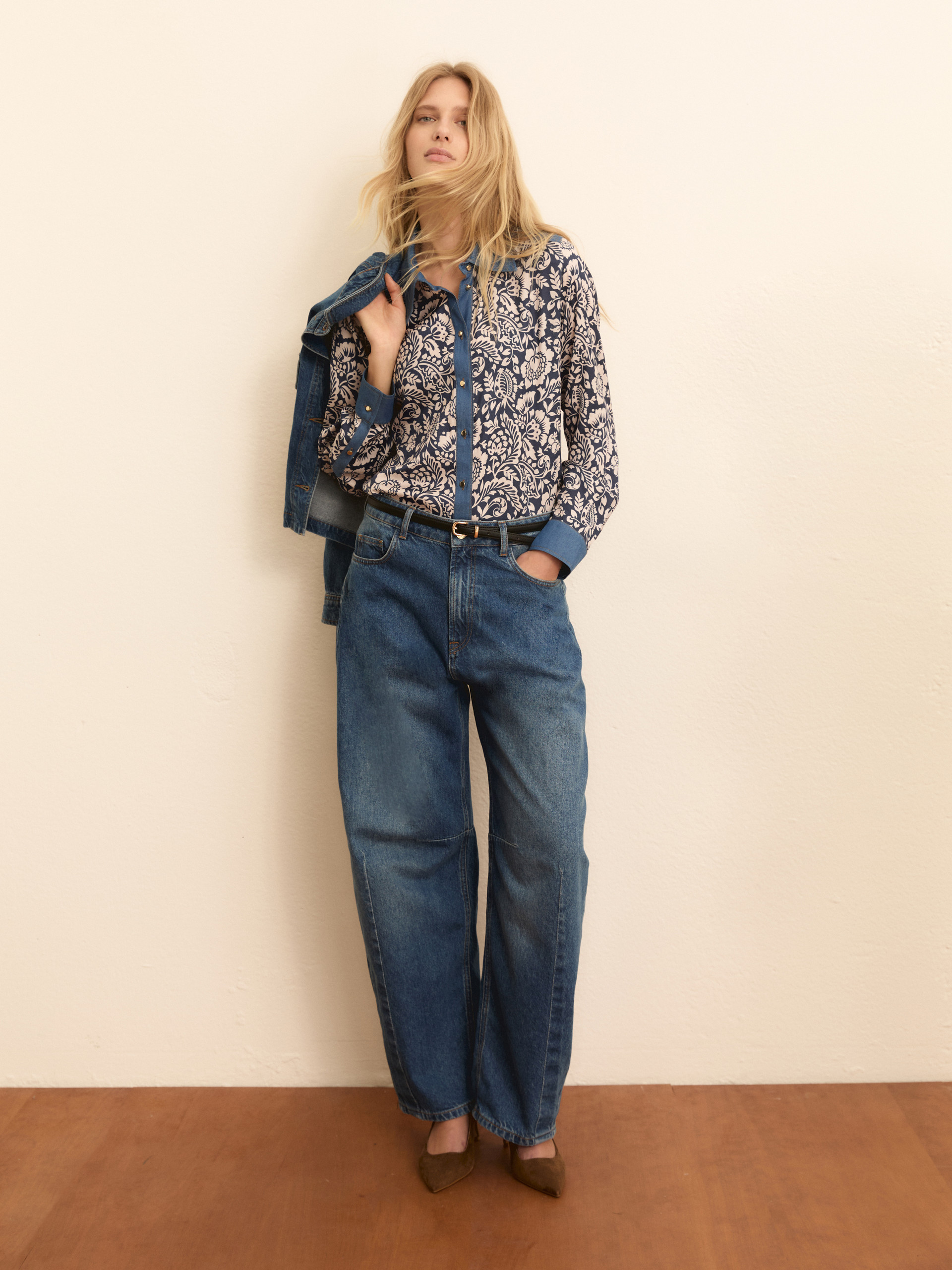 Printed viscose shirt - NAVY - Emme - 1