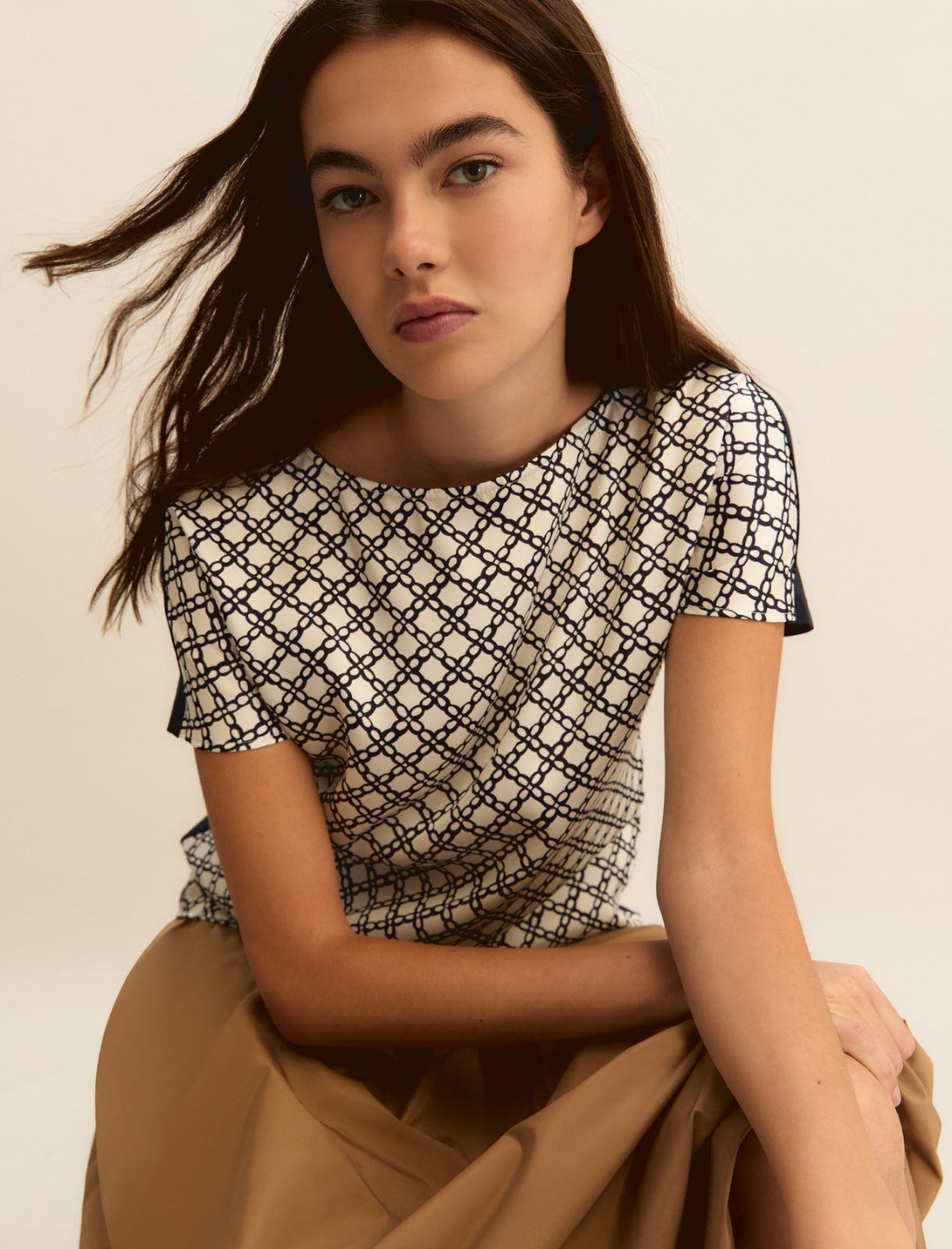 Bi-material blouse - WHITE - Emme - 4