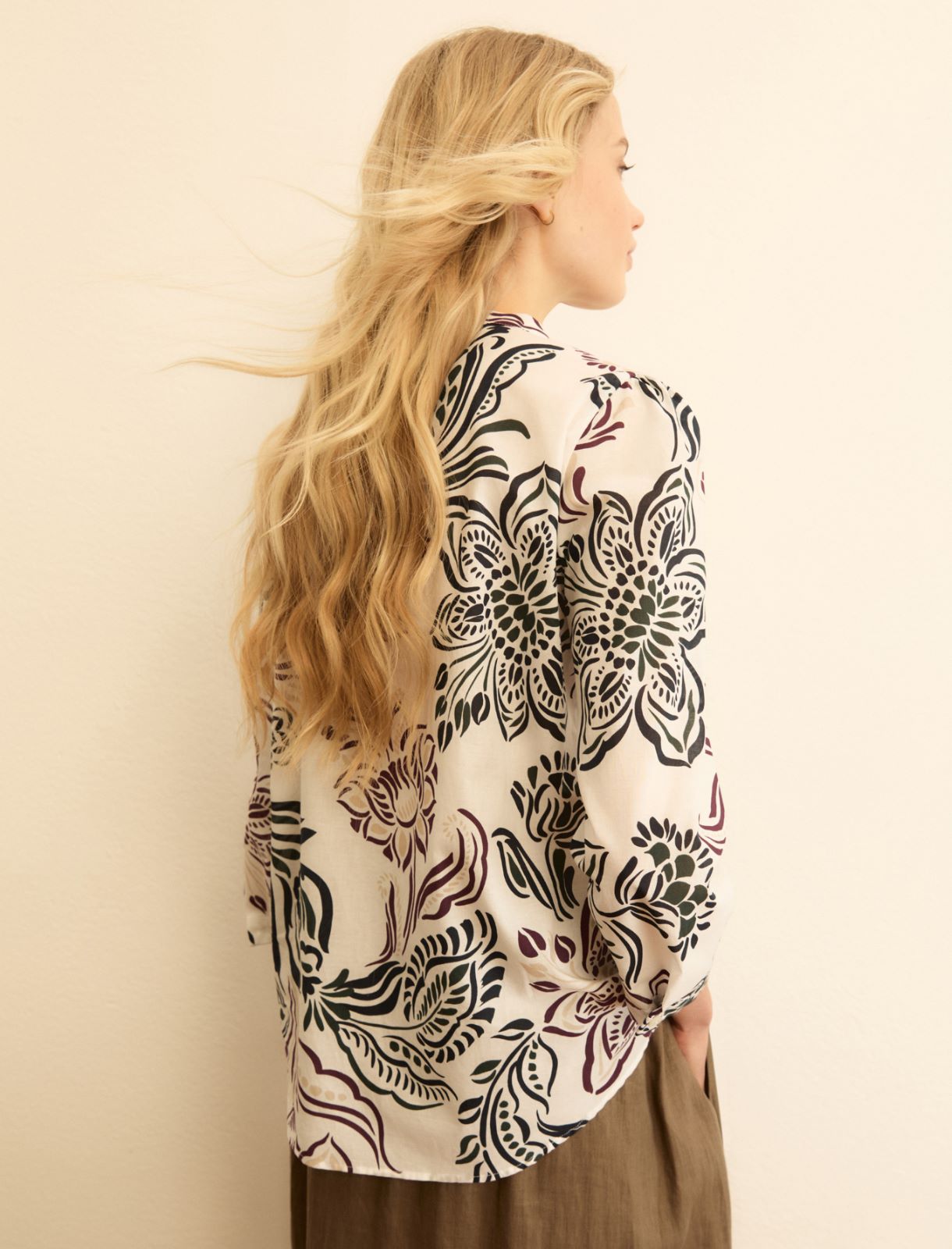 Printed muslin blouse - WHITE - Emme - 3